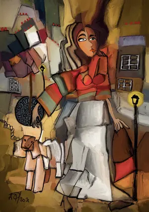 The woman and her dog