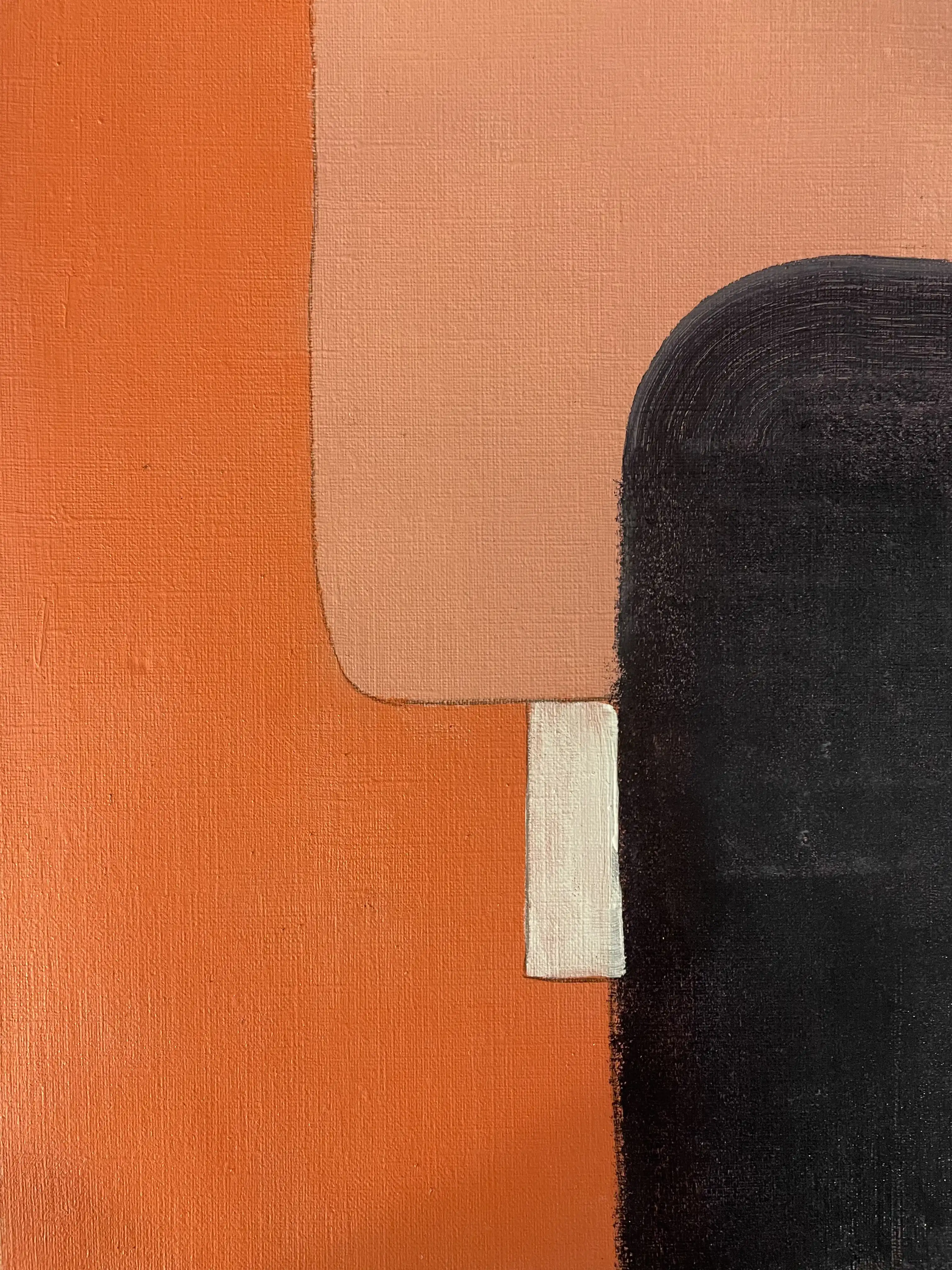 Peinture acrylique avec des formes géométriques orange et des formes noires arrangées pour représenter les relations de l'accord Do Majeur9