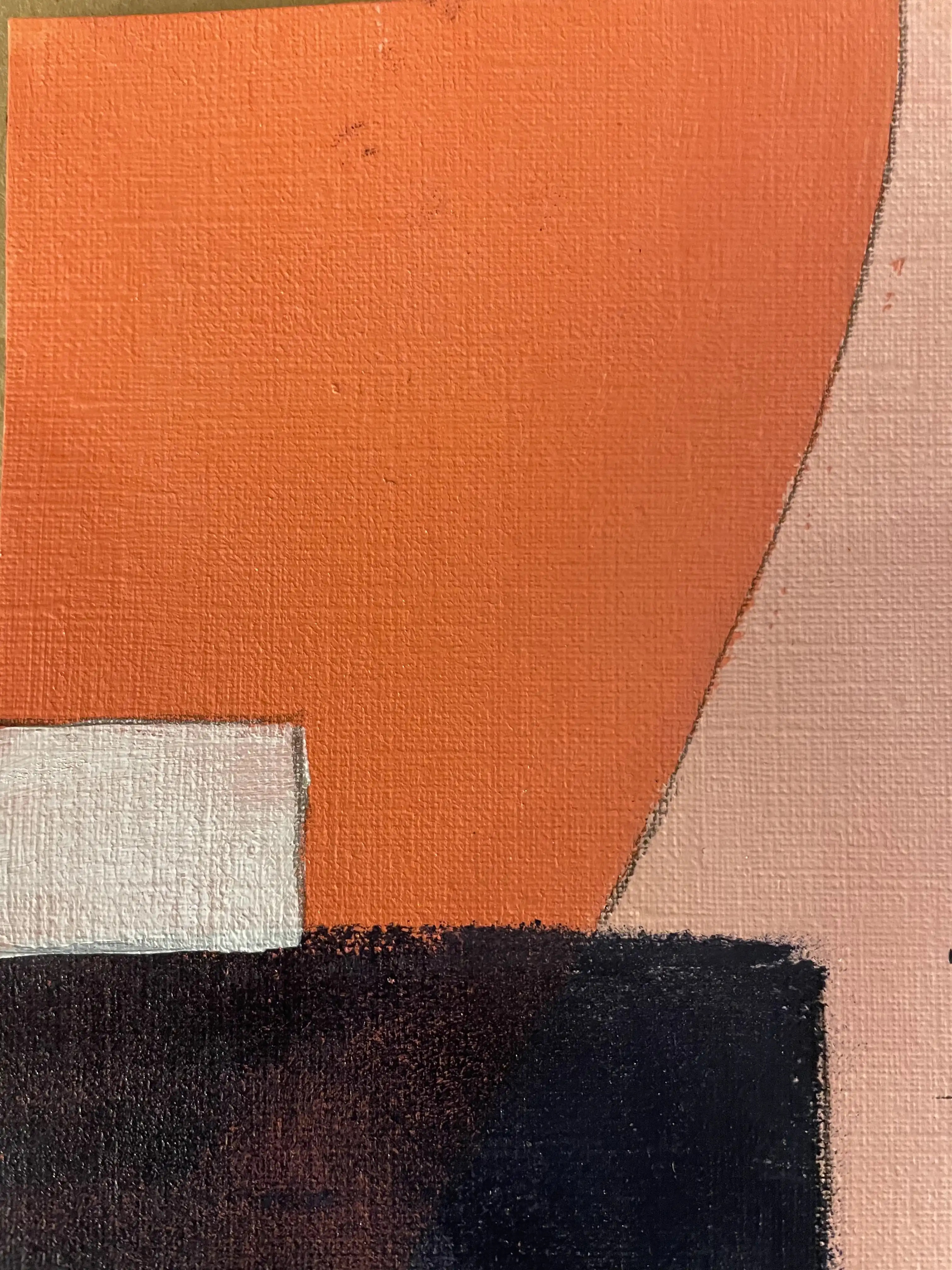 Do Majeur 9 - Variation 7 par Arnaud Quercy chez Art Quam Anima — peinture acrylique sur papier, Peinture acrylique géométrique : formes orange avec ancres noires et accents rouge-orange dans une composition structurée