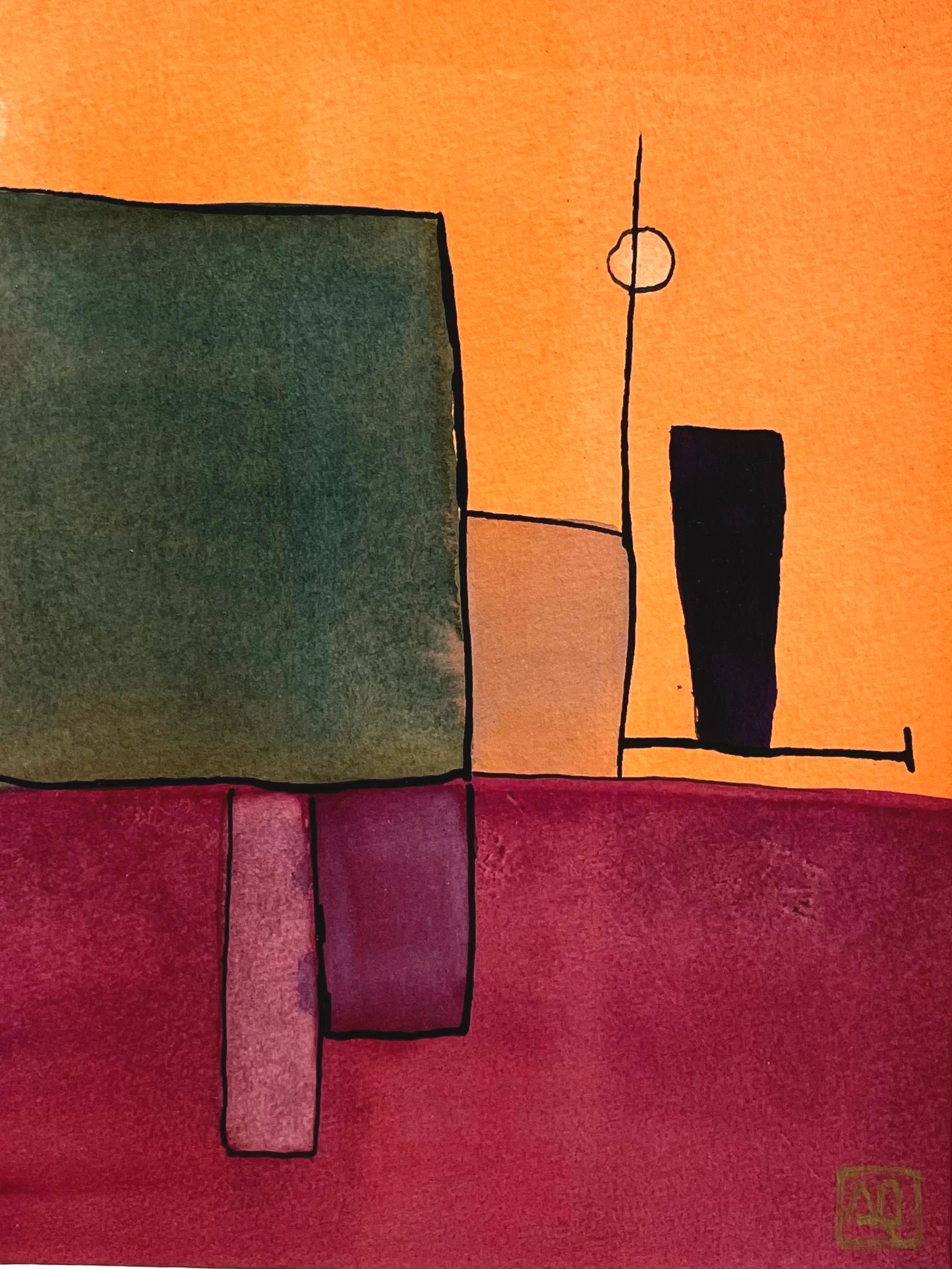 Watercolor Study in B Major No. 1 by Arnaud Quercy at Art Quam Anima — Watercolor Painting on Paper, Watercolor titled Watercolor Study in B Major No. 1