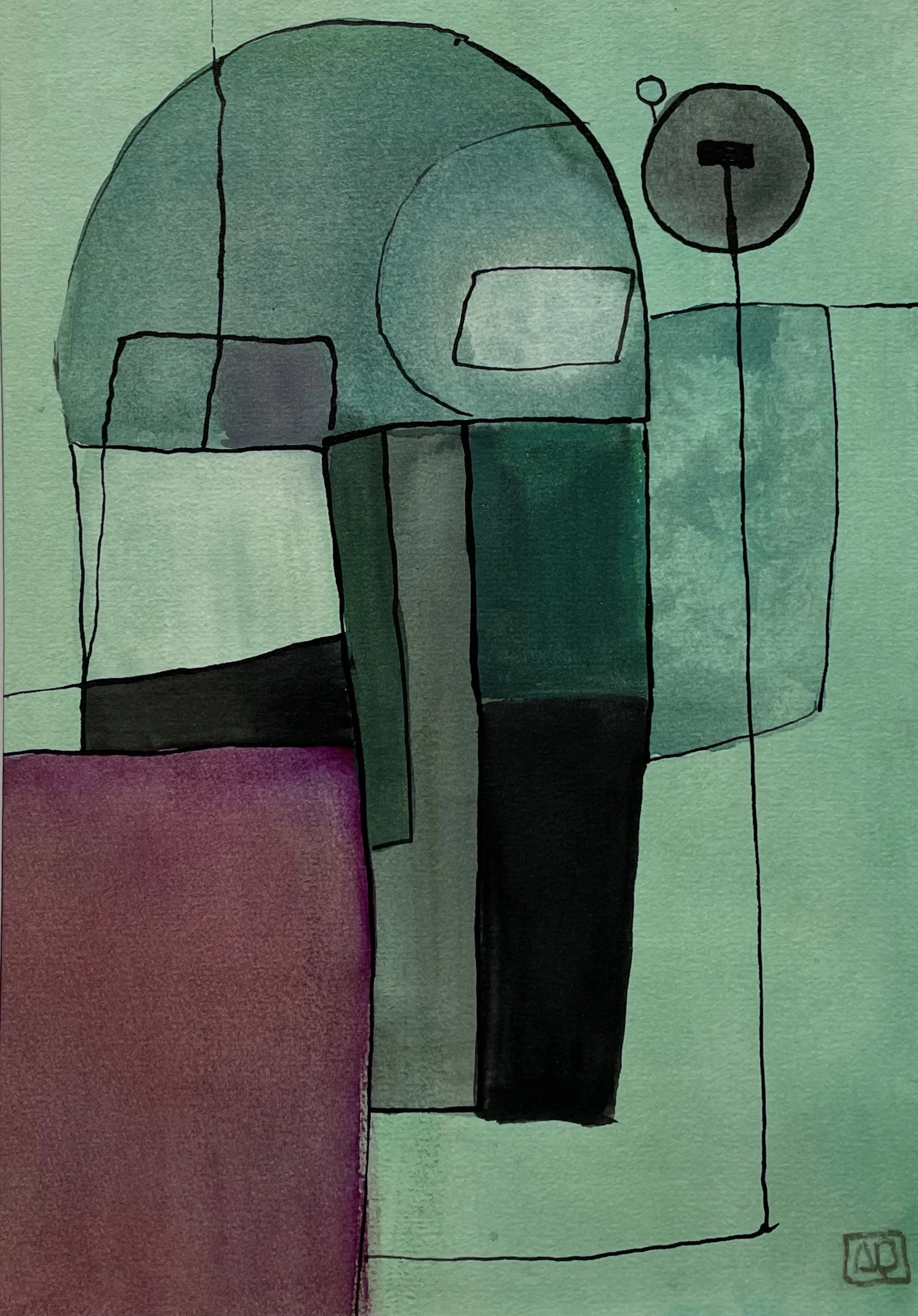 Étude à l'aquarelle en Si bémol mineur n° 1 par Arnaud Quercy chez Art Quam Anima — aquarelle sur papier, Watercolor titled Étude à l'aquarelle en Si bémol mineur n° 1