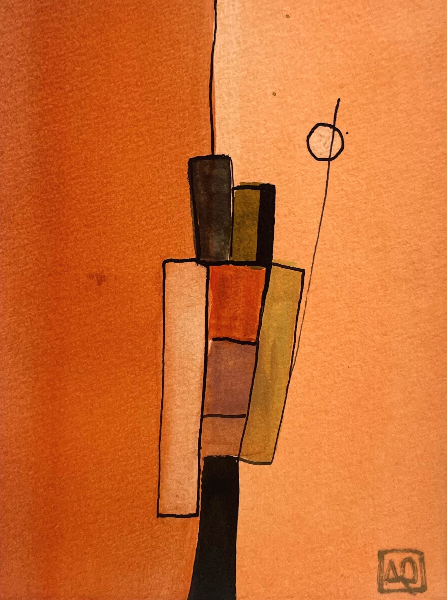 Watercolor Study in C5 (power chord) No. 1 by Arnaud Quercy at Art Quam Anima — Watercolor Painting on Paper, Watercolor titled Watercolor Study in C5 (power chord) No. 1
