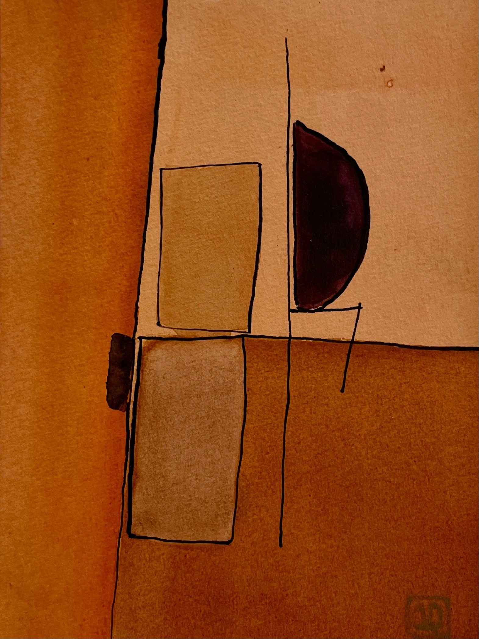 Watercolor Study in D5 (power chord) No. 2 by Arnaud Quercy at Art Quam Anima — Watercolor Painting on Paper, Watercolor titled Watercolor Study in D5 (power chord) No. 2